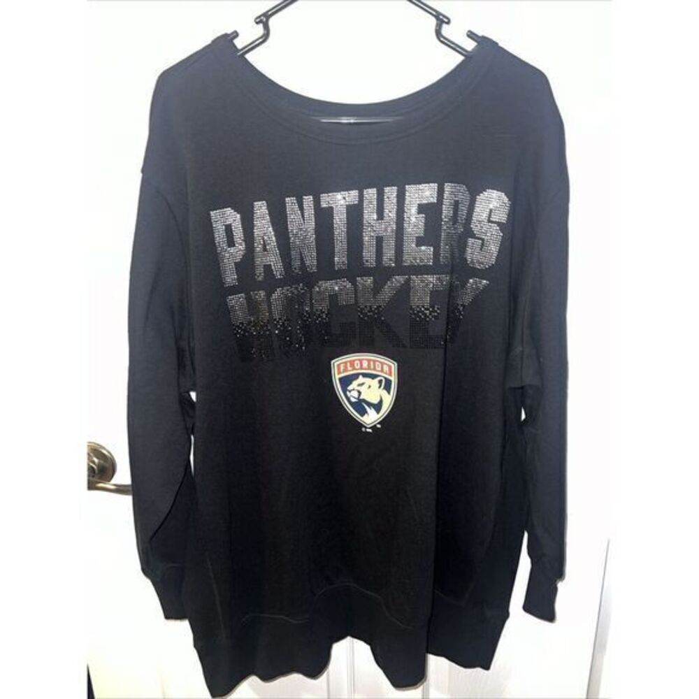 Florida Panthers Women's NHL Rhinestone Spell Out Crewneck Sweatshirt‎ Size XXL